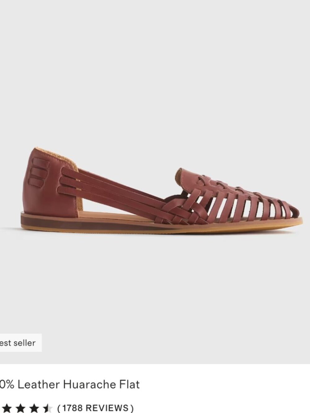 Leather Hurache Flat from Quince, size 8